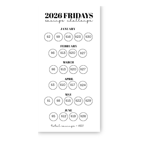 2026 Fridays Savings Challenge
