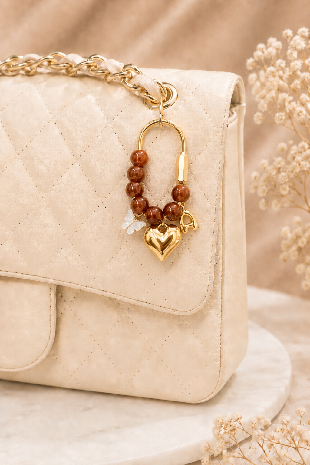 Cinnamon Spice Butterfly Initial Handbag Charm
