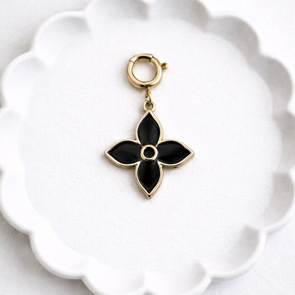 Ebony Classic Luxe Quatrefoil Charm