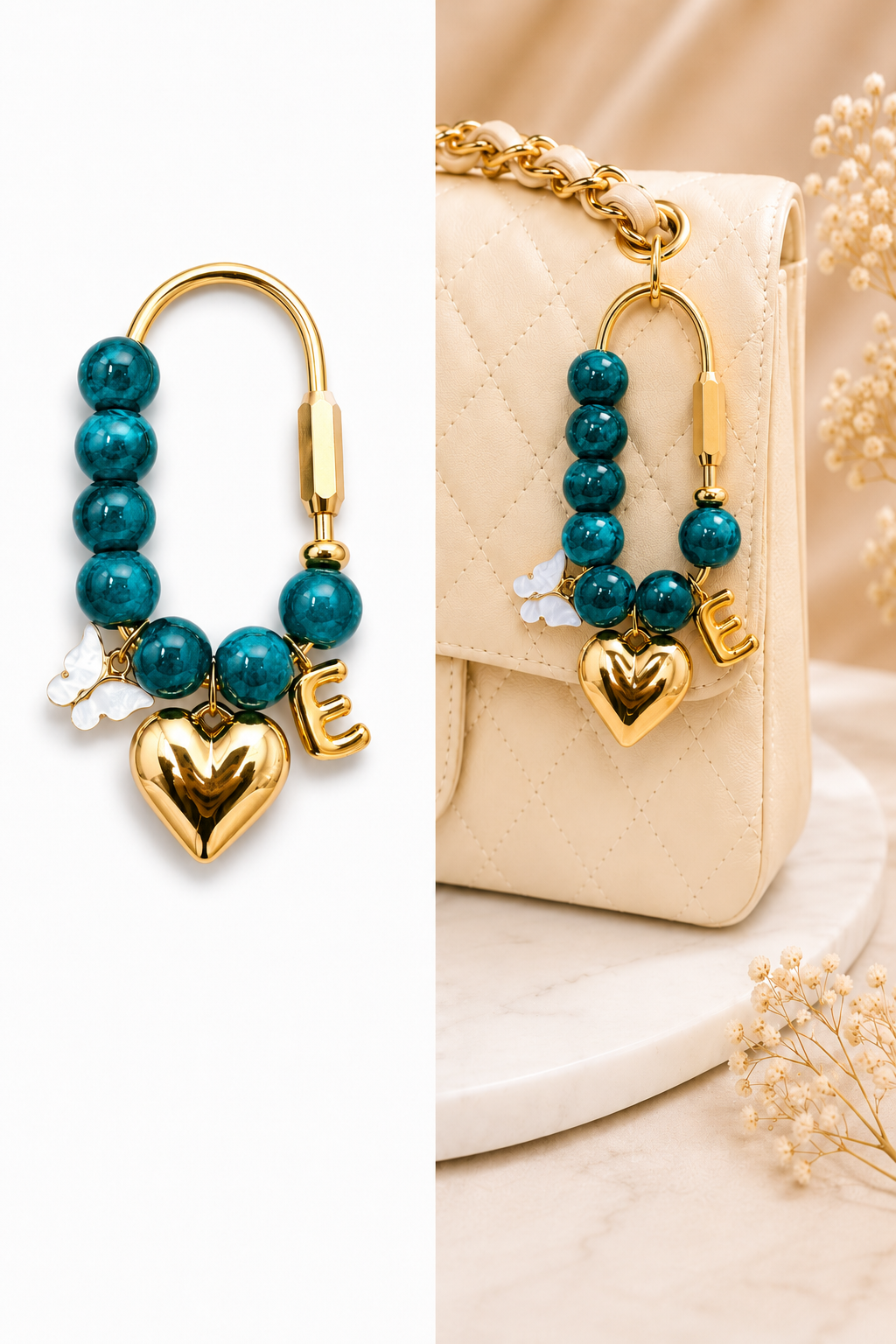 Midnight Sapphire Butterfly Initial Handbag Charm