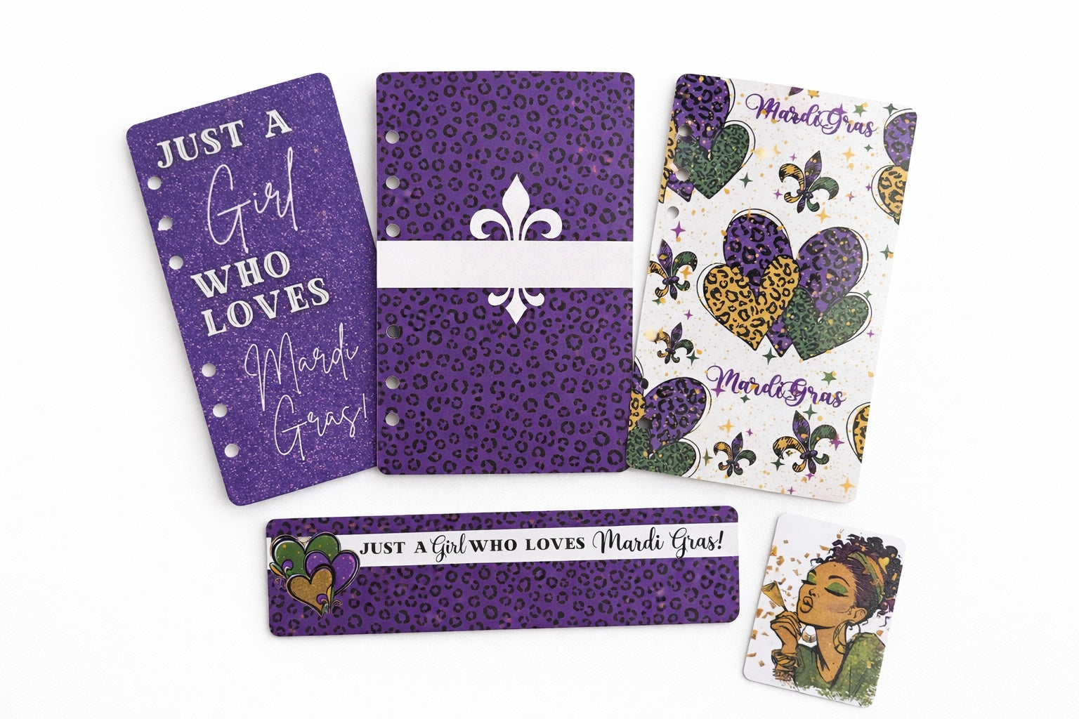 Just A Girl Mardi Gras A6 Dashboard Set