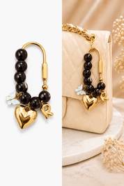 Butterfly Heart Handbag Charm with Gold Initial Letter