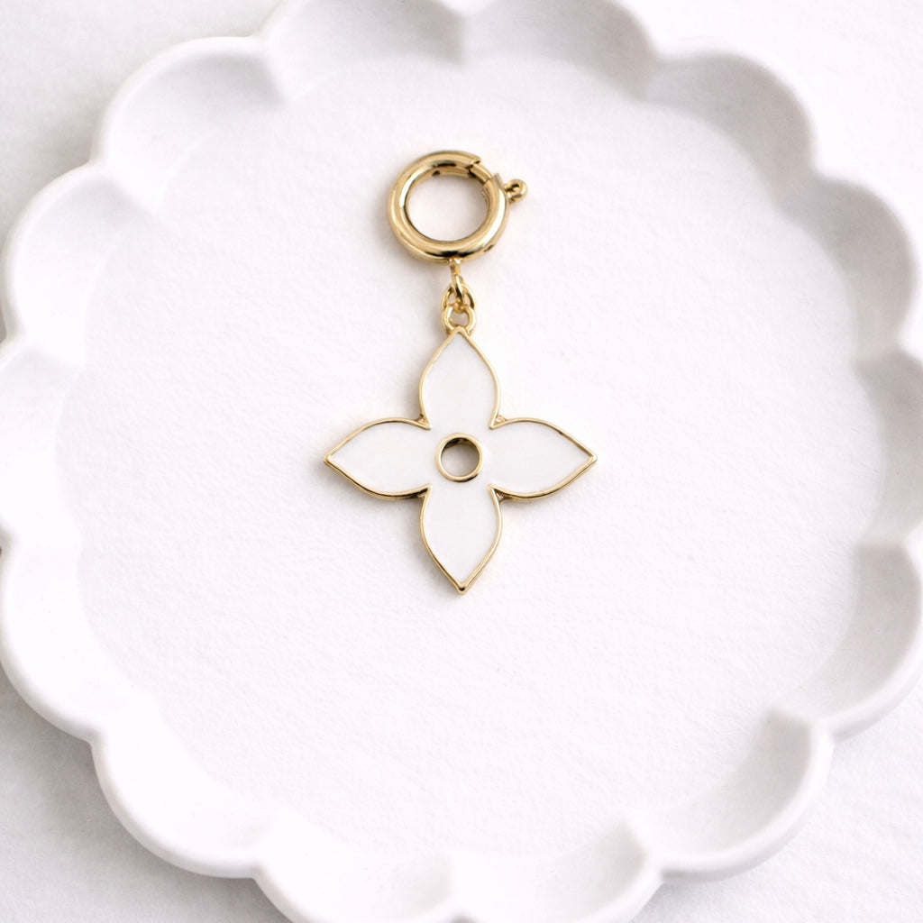 Ivory Bloom Quatrefoil Charm
