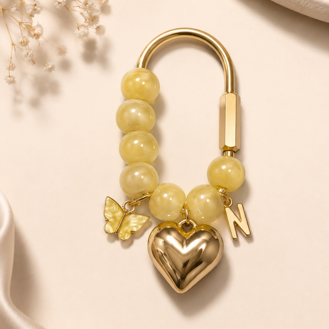 Personalized Initial Handbag Charm with Butterfly Accent