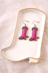 Pink Rodeo Glam Boot Earrings