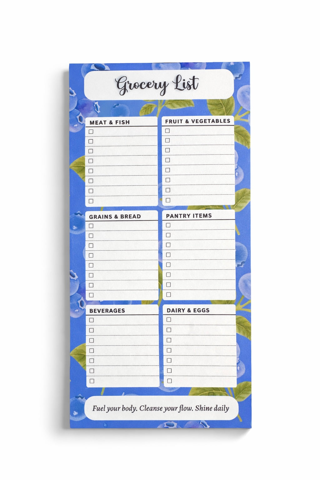 Blueberry Bliss Grocery List & Notepad
