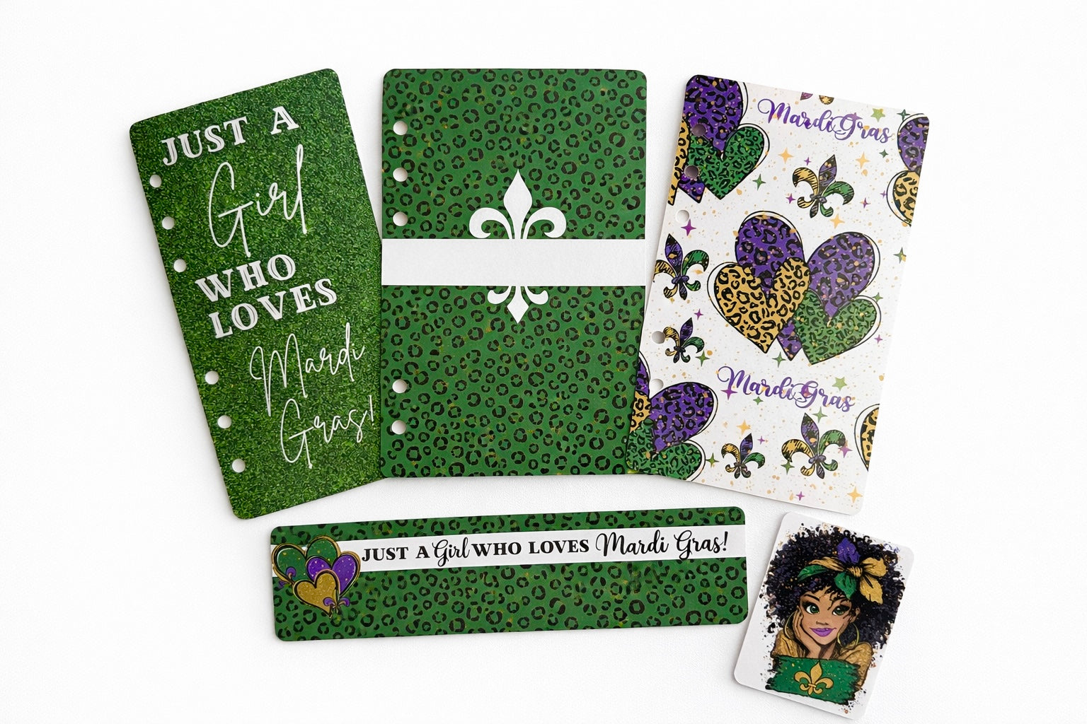 Just A Girl Mardi Gras A6 Dashboard Set