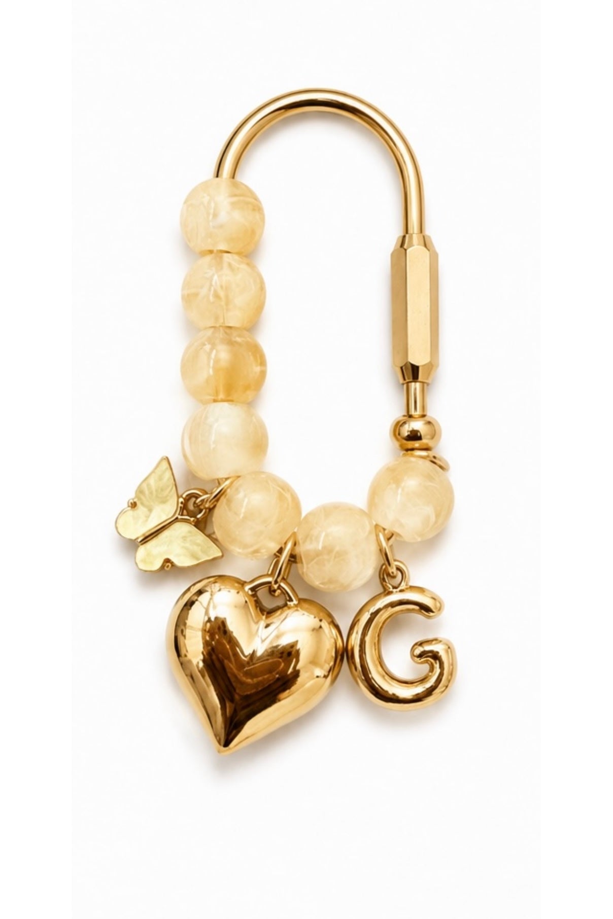 Golden Glow Butterfly Initial Handbag Charm
