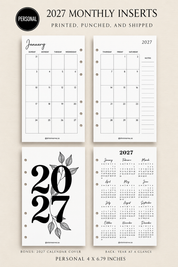 2027 Monthly Calendar Inserts