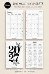 2027 Monthly Calendar Inserts