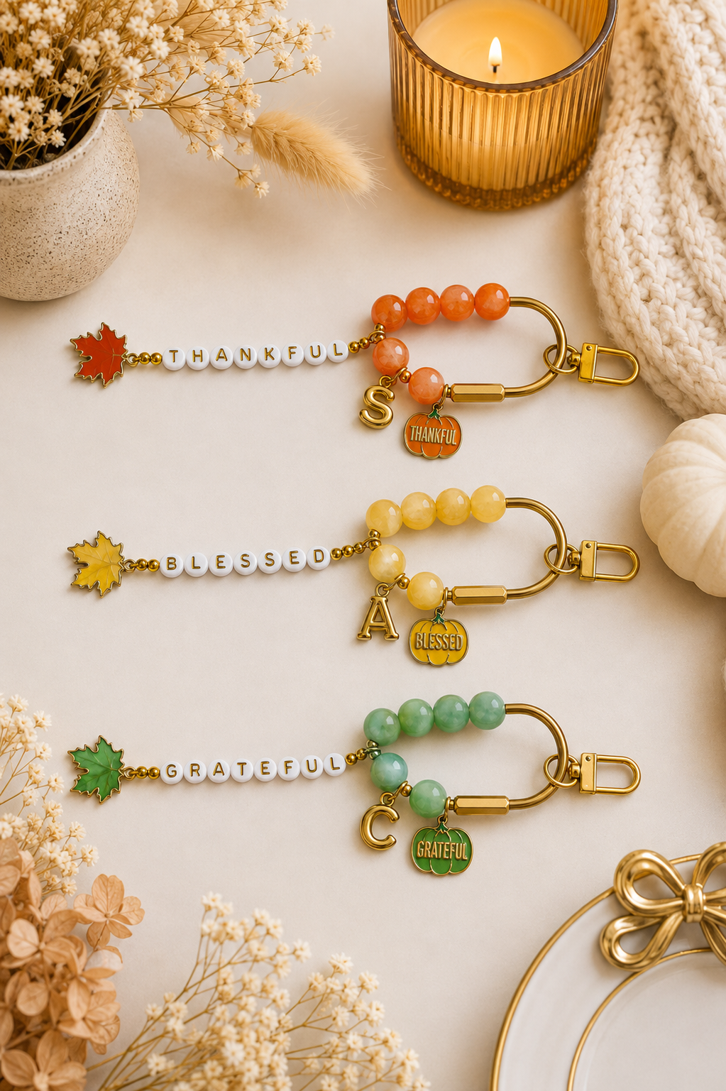 Hello Fall Beaded Handbag Charm