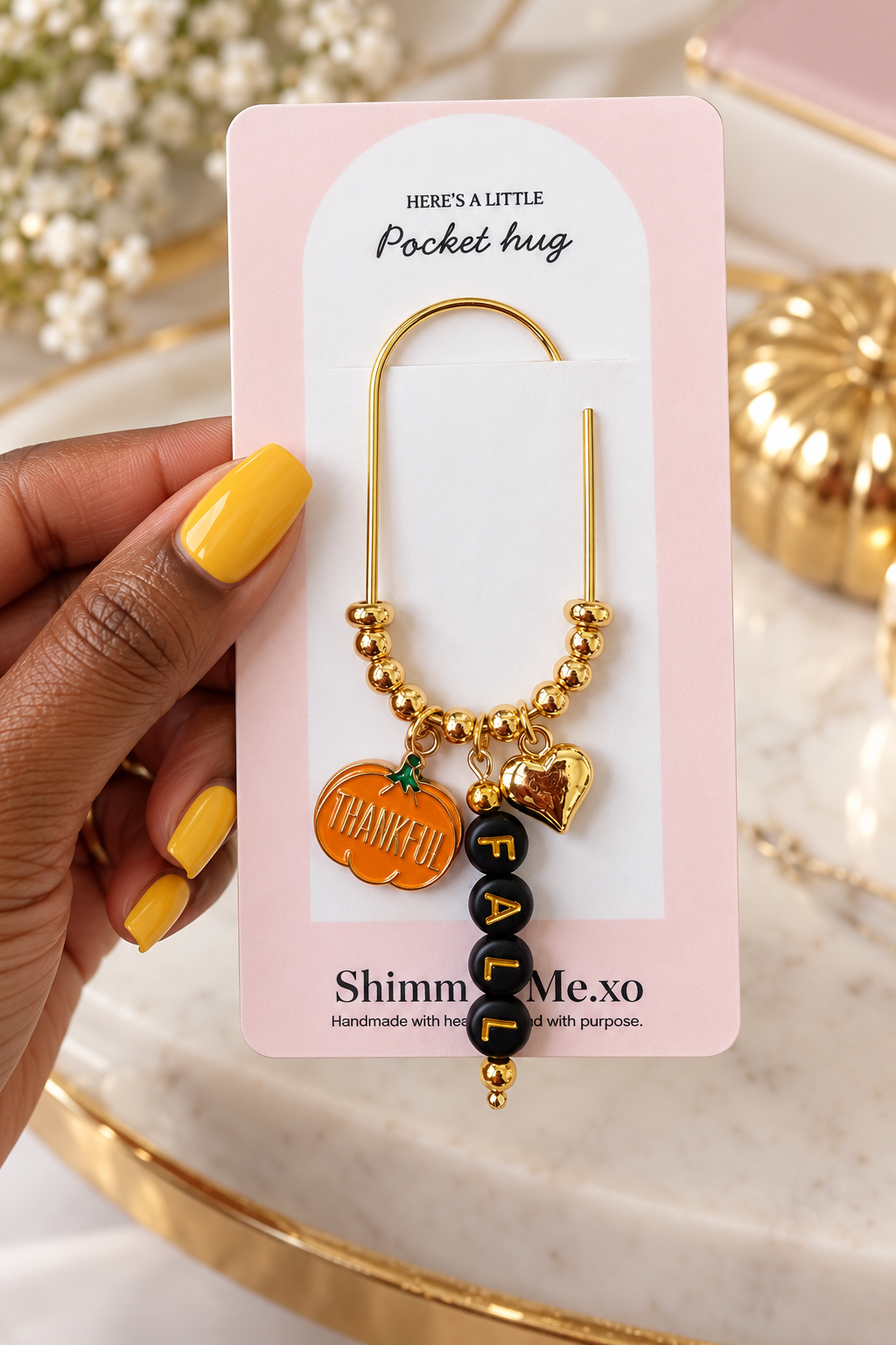 Thankful Fall Pocket Hug Paper Clip Bookmark