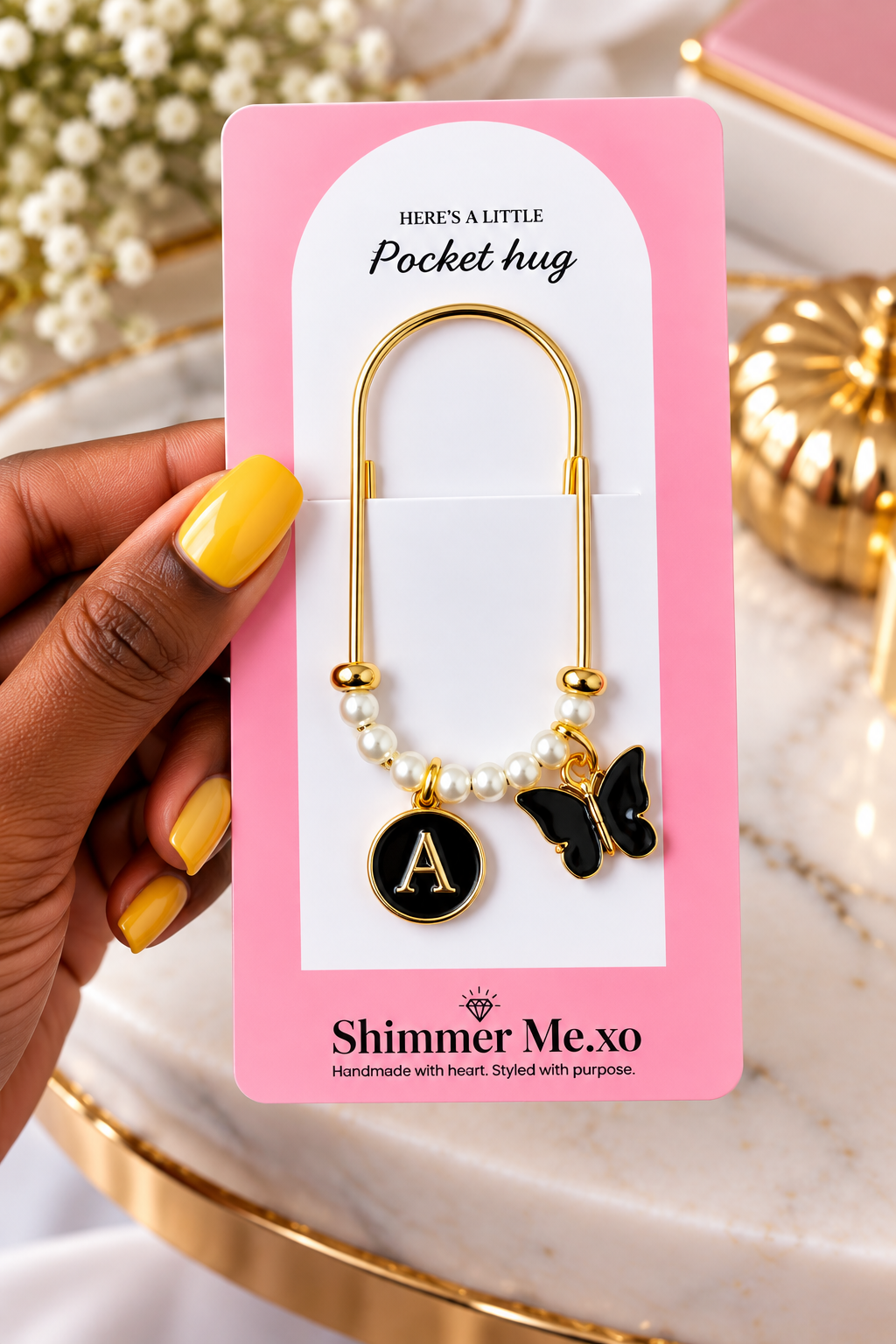 Initial Butterfly Pocket Hug Paper Clip Bookmark