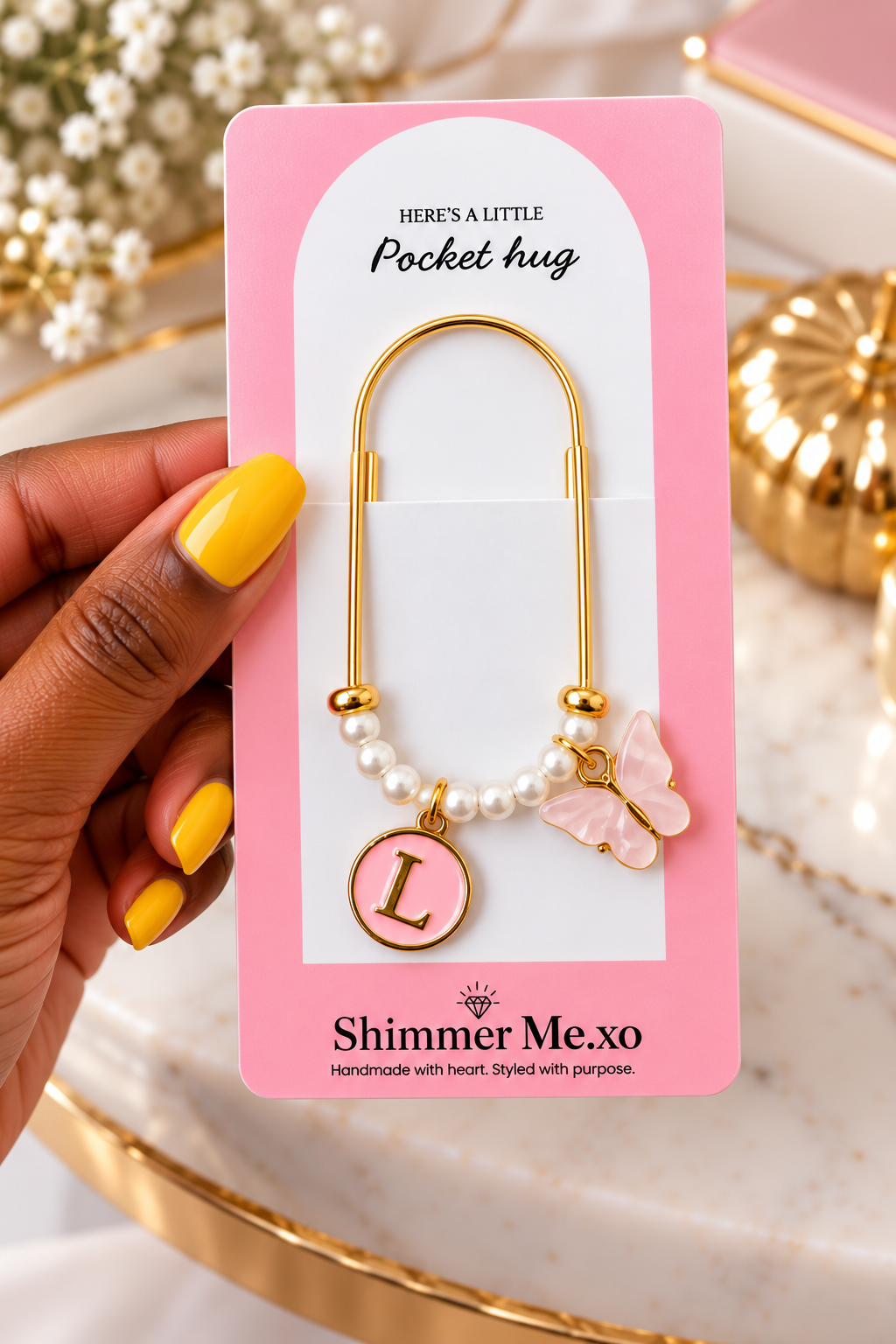 Initial Butterfly Pocket Hug Paper Clip Bookmark