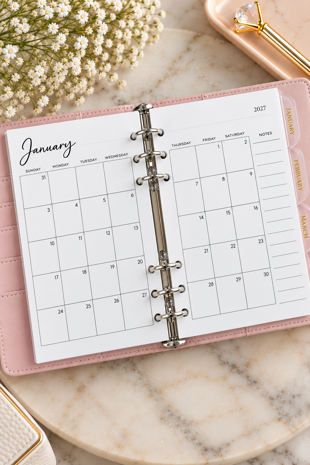 2027 Monthly Calendar Inserts