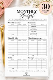 Budget Planner Inserts | 30 Sheets | A5 & A6