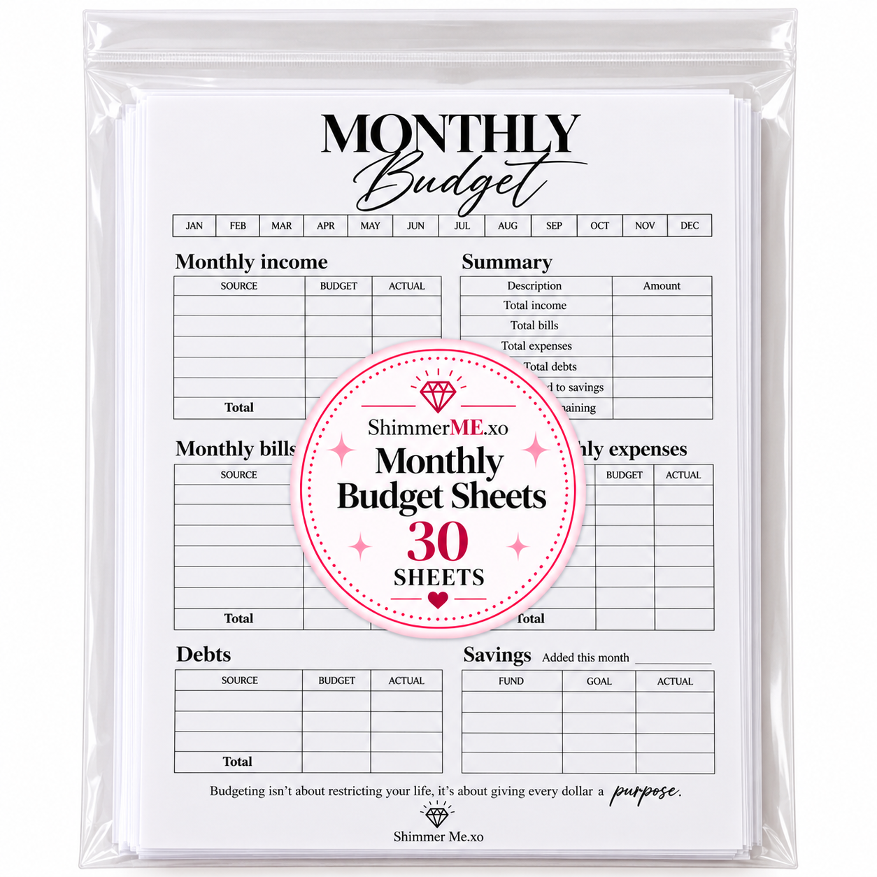 Budget Planner Inserts | 30 Sheets | A5 & A6
