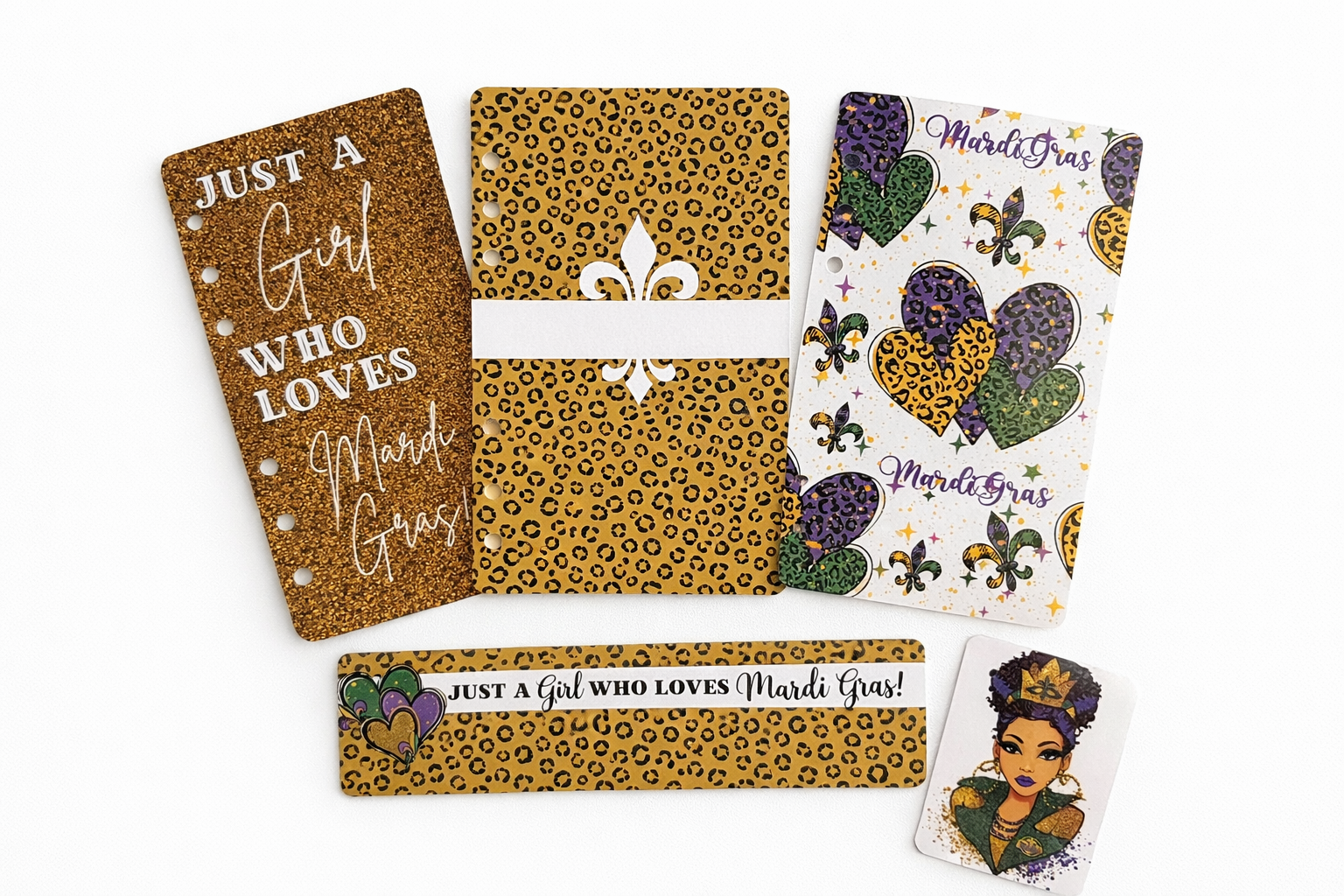 Just A Girl Mardi Gras A6 Dashboard Set