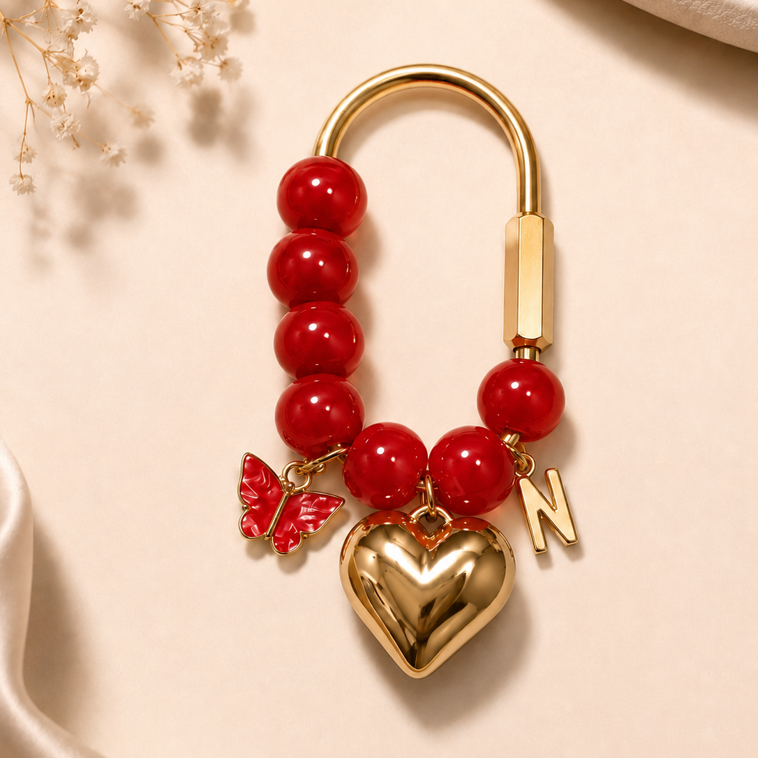 Personalized Initial Handbag Charm with Butterfly Accent