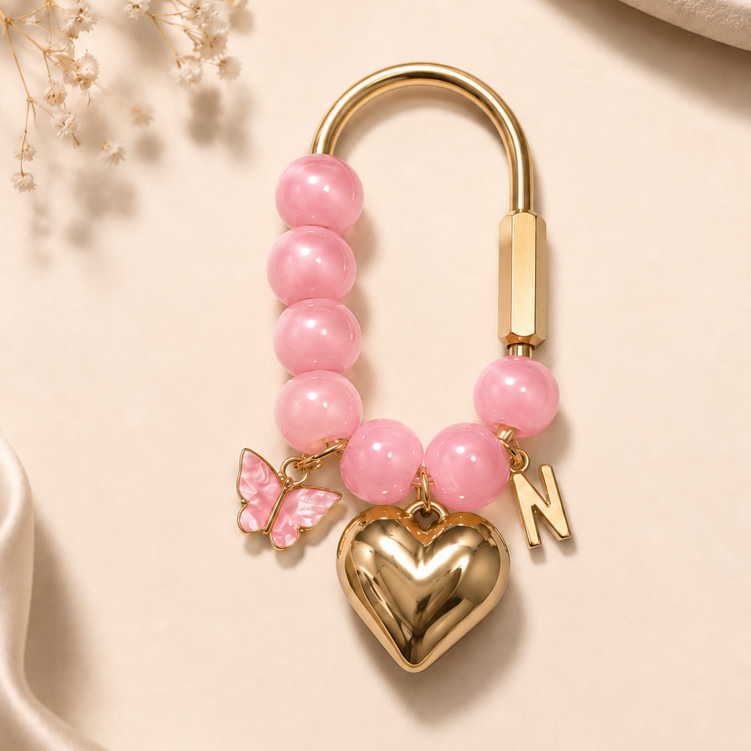 Personalized Initial Handbag Charm with Butterfly Accent