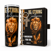 Father's Day Be Strong & Courageous Planner Gift Bundle | A6 Planner & Tumbler Set