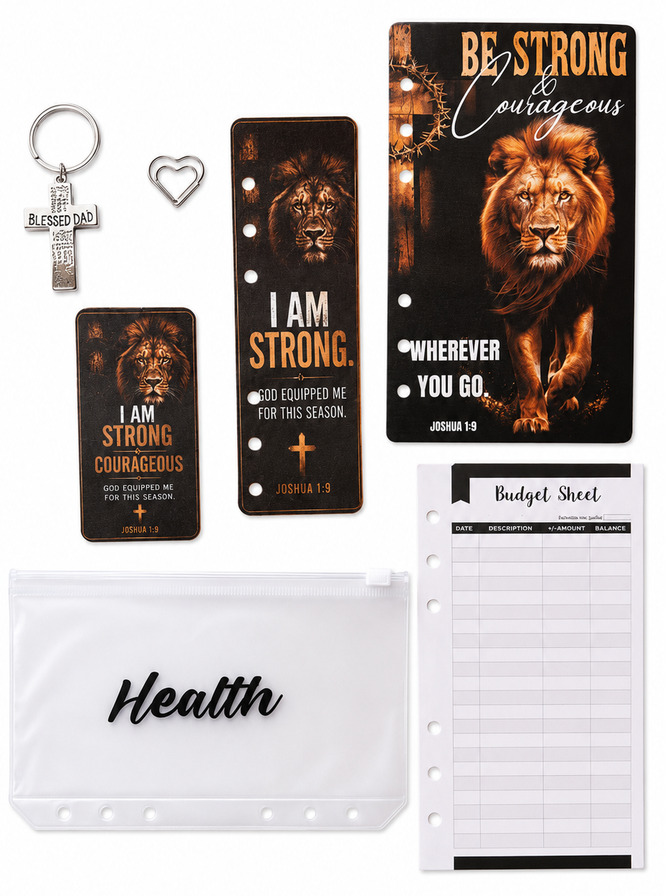 Father's Day Be Strong & Courageous Planner Gift Bundle | A6 Planner & Tumbler Set