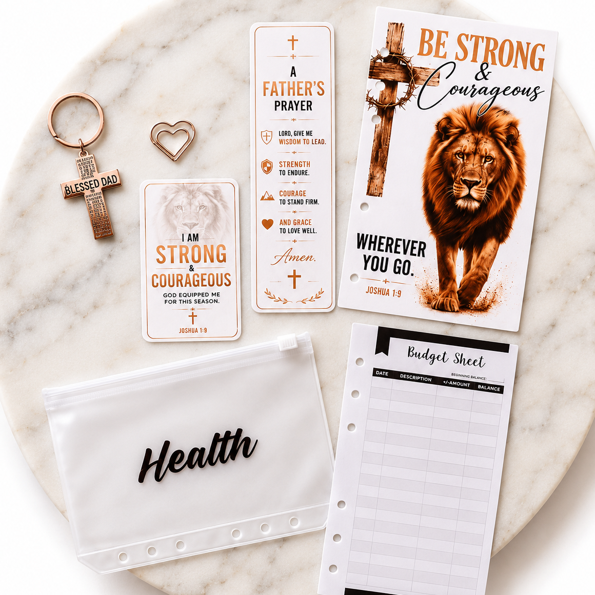 Be Strong & Courageous Planner Insert Bundle | Christian Planner Accessories for Men