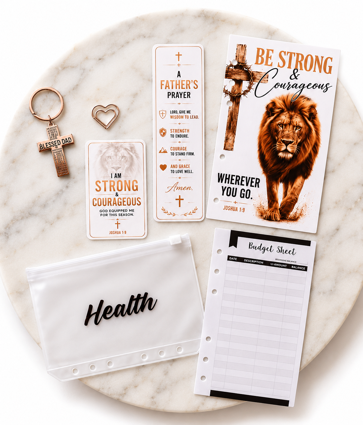 Be Strong & Courageous Planner Insert Bundle | Christian Planner Accessories for Men