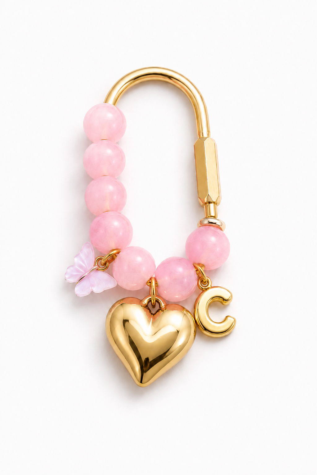 Blush Butterfly Initial Handbag Charm