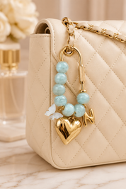 Butterfly Heart Handbag Charm with Gold Initial Letter