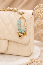 Butterfly Heart Handbag Charm with Gold Initial Letter