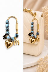 Midnight Marble Butterfly Initial Handbag Charm