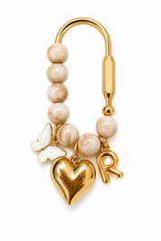 Champagne Pearl Butterfly Initial Handbag Charm