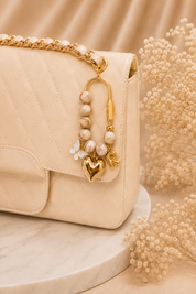 Butterfly Heart Handbag Charm with Gold Initial Letter