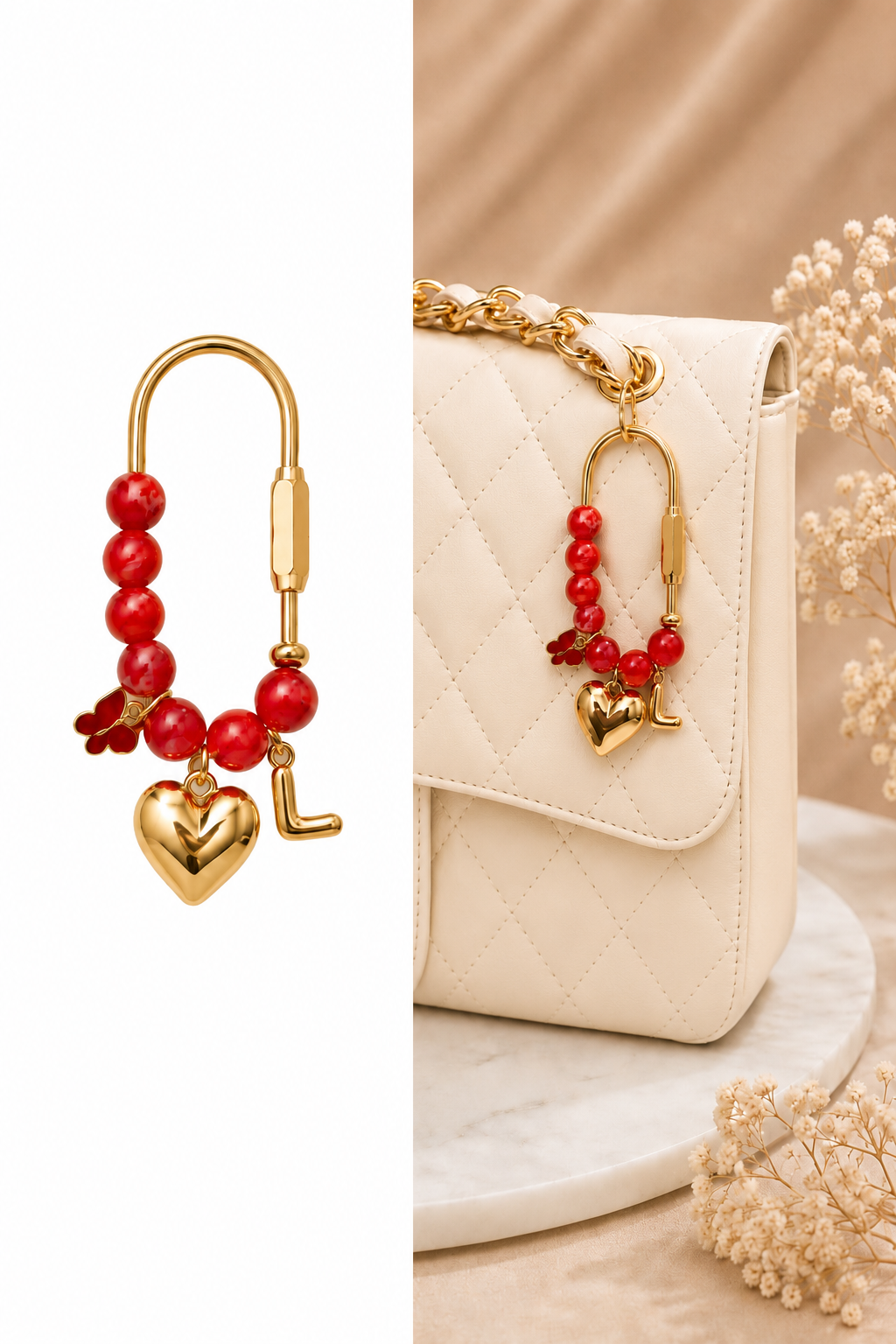 Ruby Radiance Butterfly Initial Handbag Charm