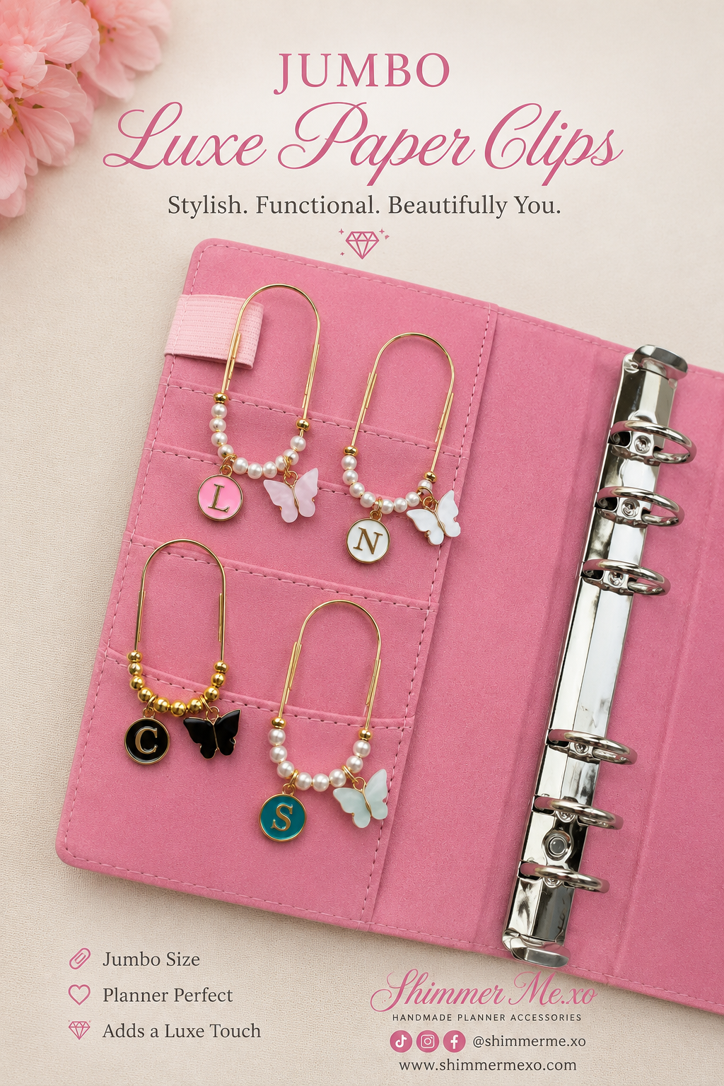 Personalized Luxe Gold Paperclip with Bead Stoppers
