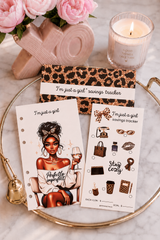 I’m Just a Girl A6 Savings Tracker Set | Leopard Print Planner Inserts