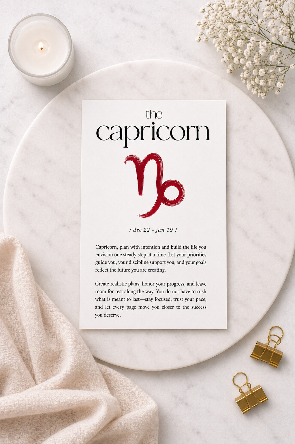 Aligned by the Stars Zodiac Affirmation A6 Dashboard