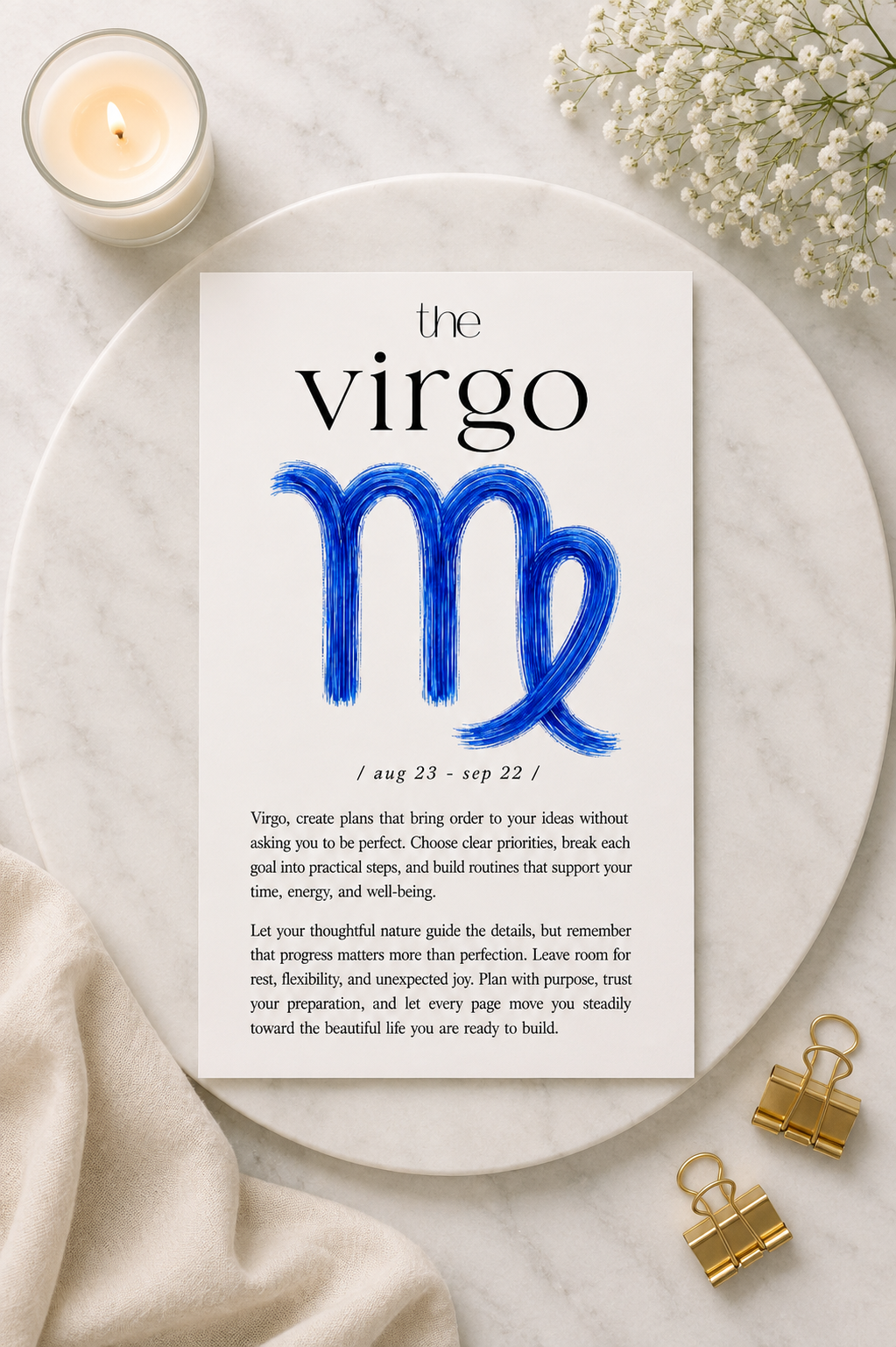 Aligned by the Stars Zodiac Affirmation A6 Dashboard
