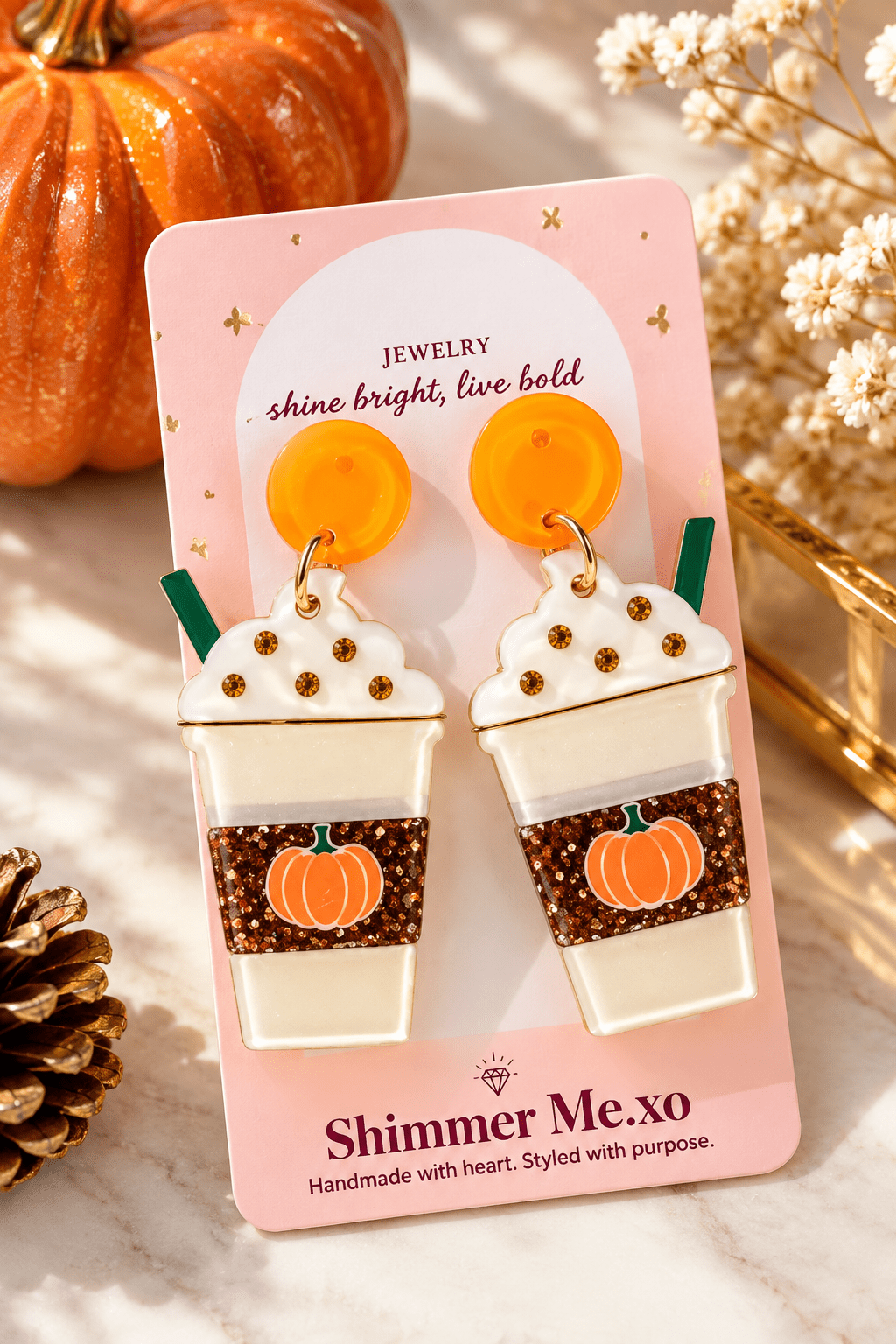 Pumpkin Spice Latte Earrings - ShimmerMe.xo