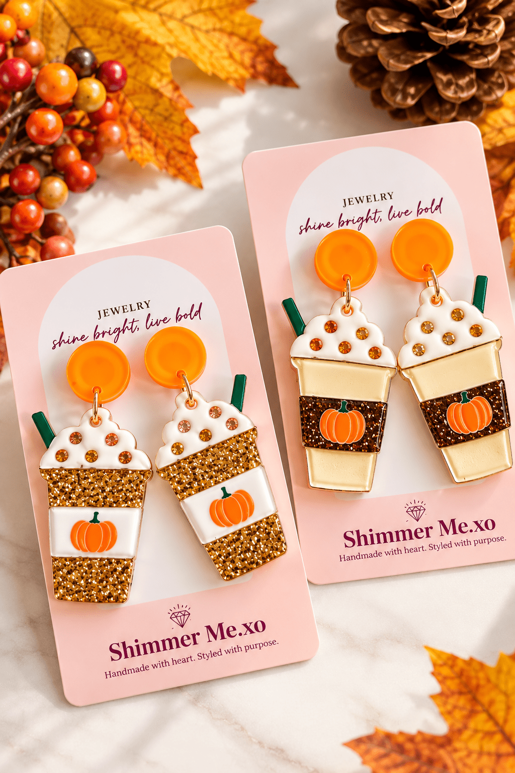 Pumpkin Spice Latte Earrings - ShimmerMe.xo