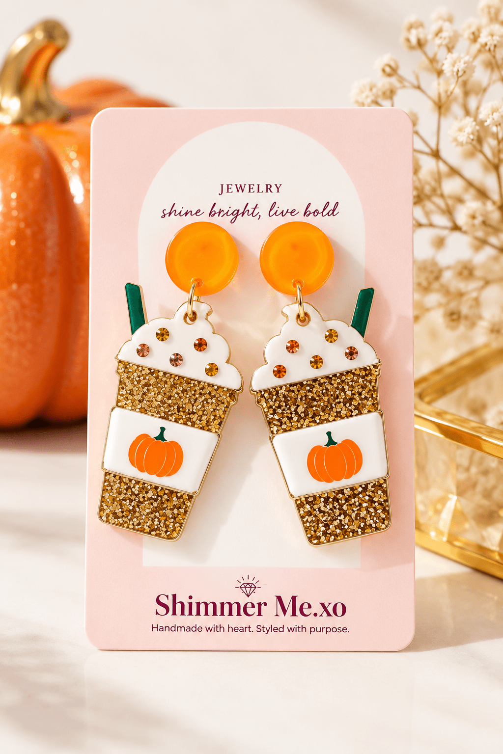 Pumpkin Spice Latte Earrings - ShimmerMe.xo