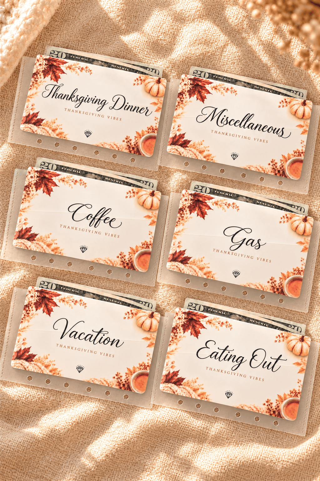 Thanksgiving Vibes | Cash Envelope Inserts - ShimmerMe.xo