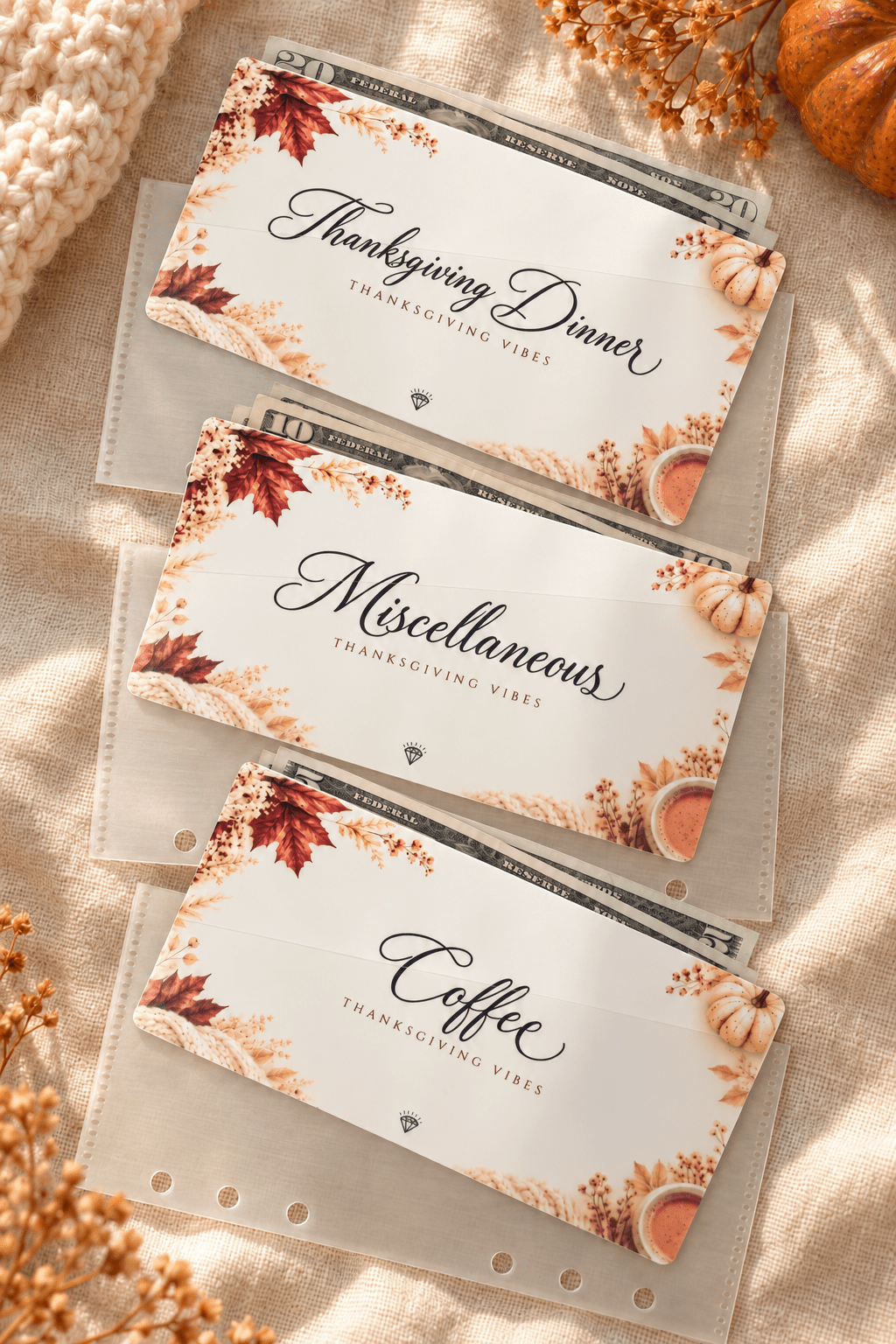 Thanksgiving Vibes | Cash Envelope Inserts - ShimmerMe.xo