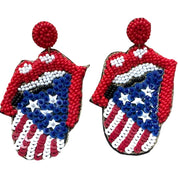 tongue red white blue earrings