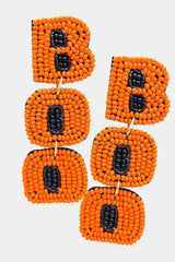 Boo Beaded Halloween Earrings