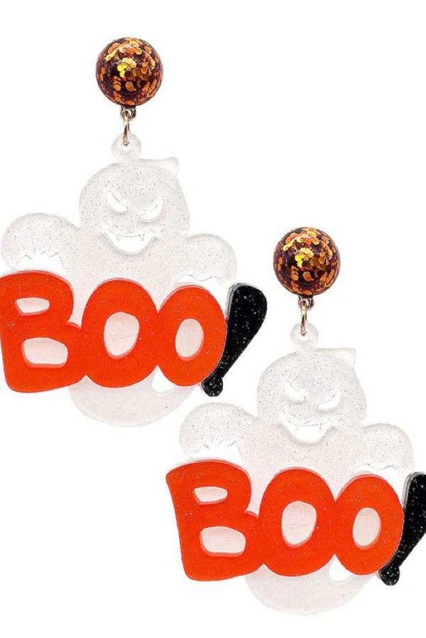 Boo Ghost Acrylic Halloween Earrings - Shimmer Me