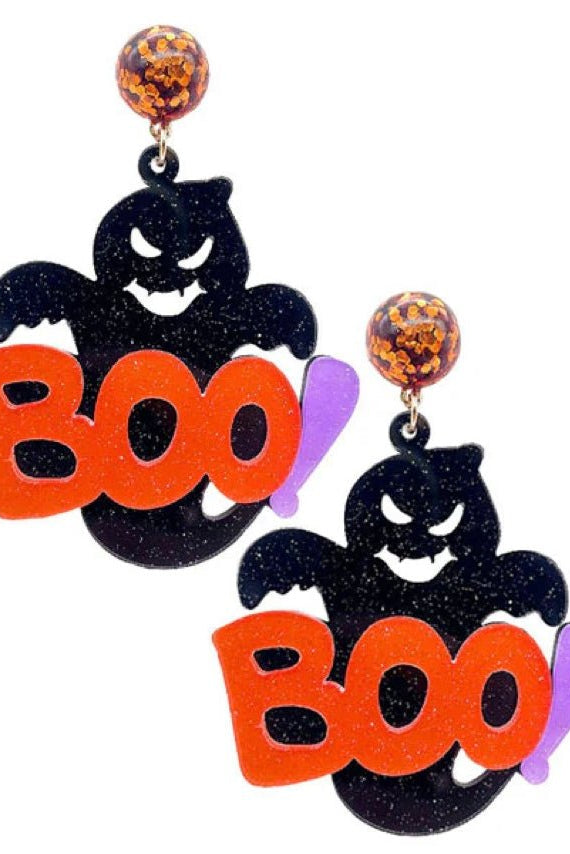Boo Ghost Acrylic Halloween Earrings - Shimmer Me