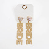 Crystal Heart Shape Gold Bride Earrings