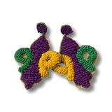 Mardi Gras Beaded Fleur De Lis Earrings
